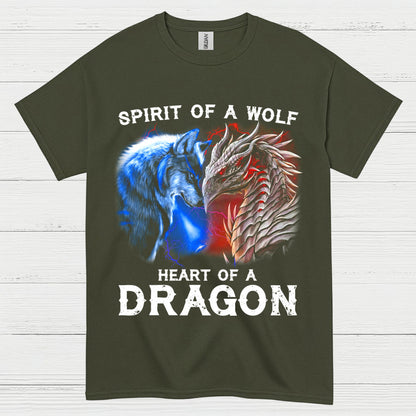 Spirit Of A Wolf Heart Of A Dragon T Shirt