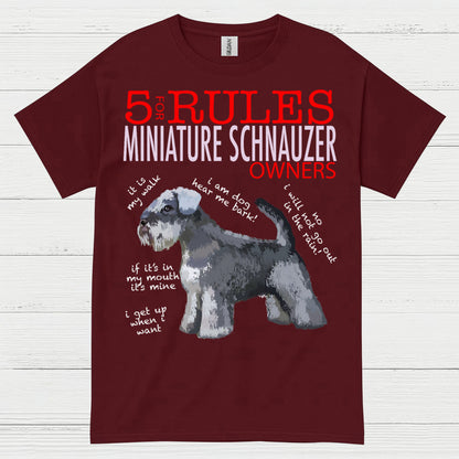 5 Rules for Miniature Schnauzer Owners Funny T Shirt
