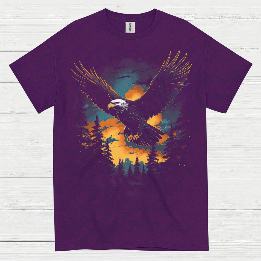 Bald Eagle Sunset Forest Freedom Wilderness T Shirt