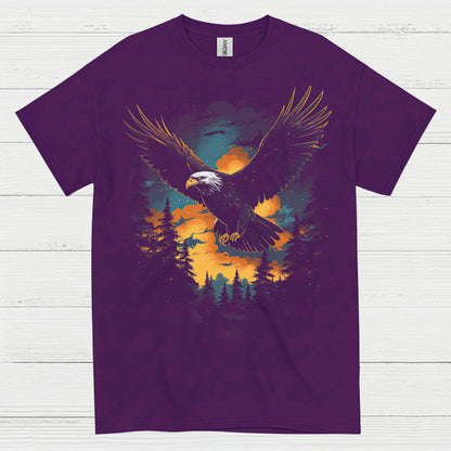 Bald Eagle Sunset Forest Freedom Wilderness T Shirt