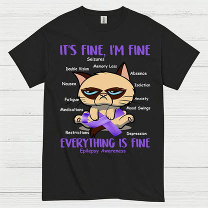 Its Fine Im Fine Epilepsy Cat T Shirt