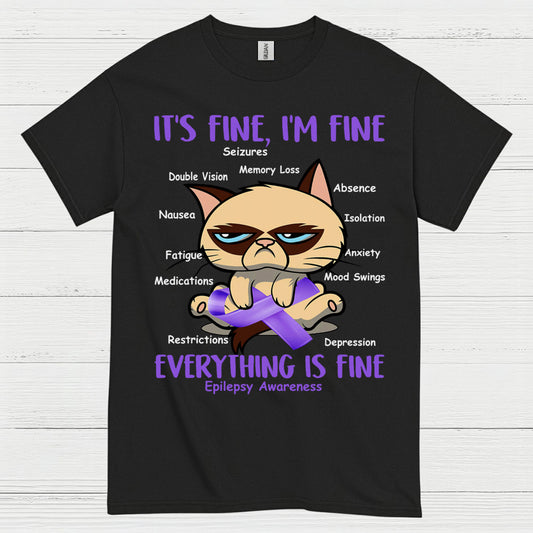 Its Fine Im Fine Epilepsy Cat T Shirt