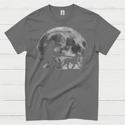 Bigfoot Walking Dog Moon T Shirt