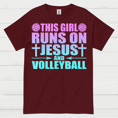 This Girl Runs On Jesus And Volleyball T Shirt