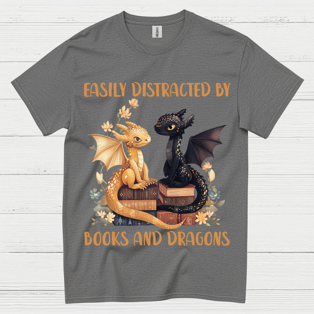 Easily Distracted By Books And Dragons T Shirt