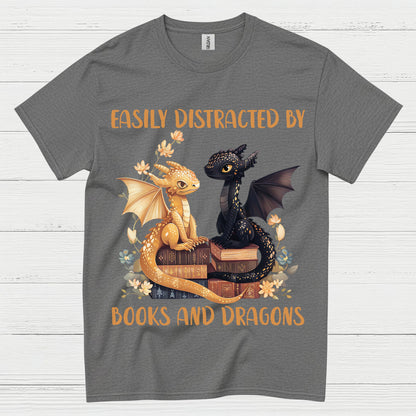 Easily Distracted By Books And Dragons T Shirt