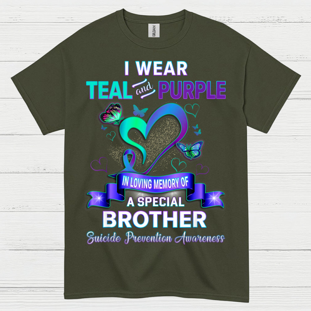 I Wear Teal Purple Brother Memory T Shirt