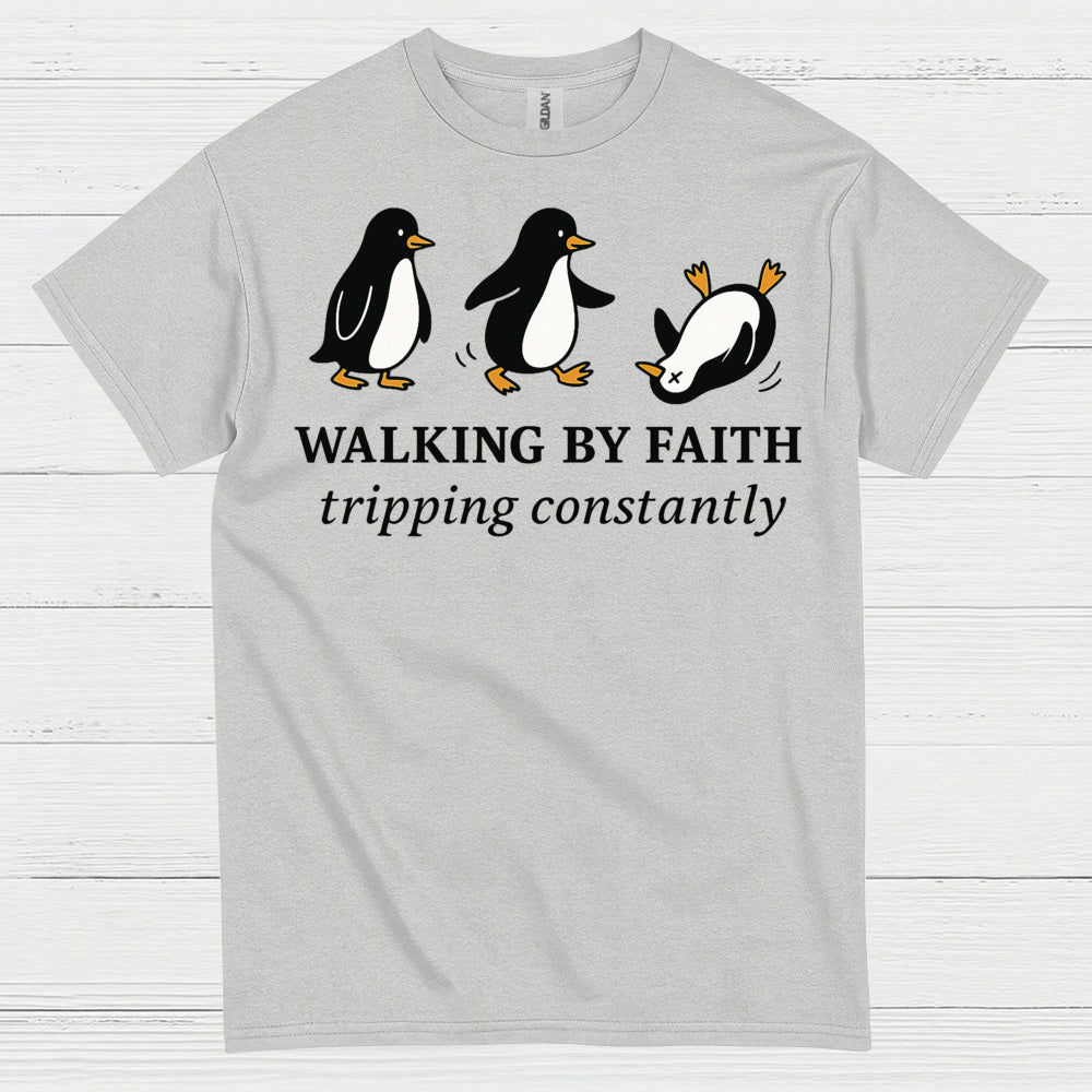 Walking By Faith Christian Humor T Shirt