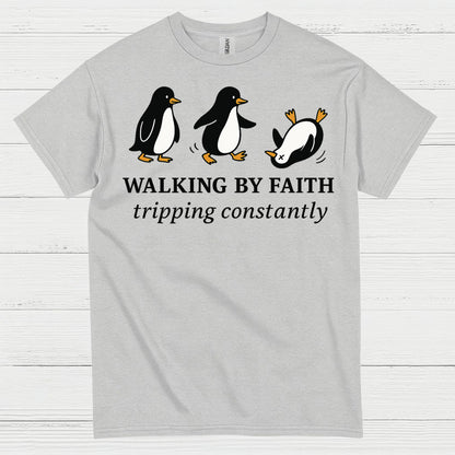 Walking By Faith Christian Humor T Shirt