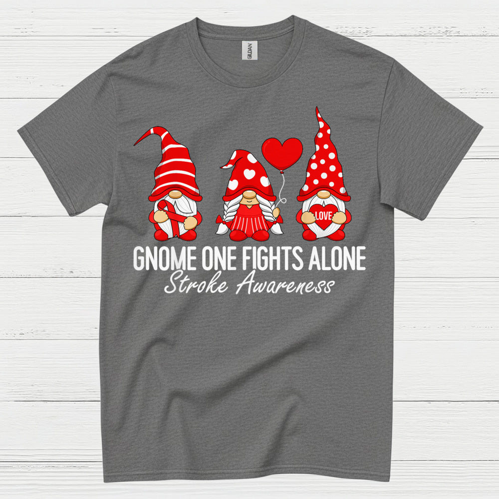 Gnome One Fights Alone Stroke Awareness T Shirt