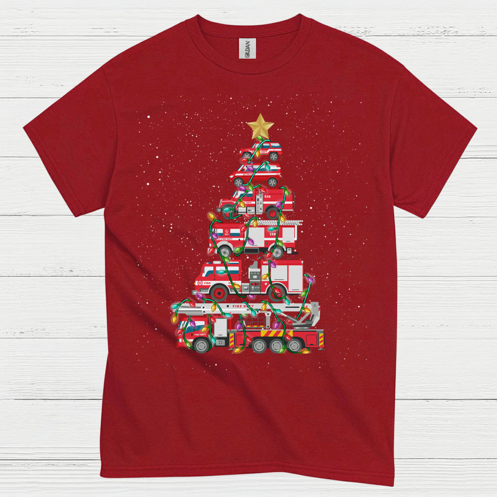 Fire Truck Christmas Tree Firefighter T Shirt