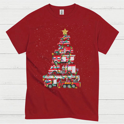Fire Truck Christmas Tree Firefighter T Shirt