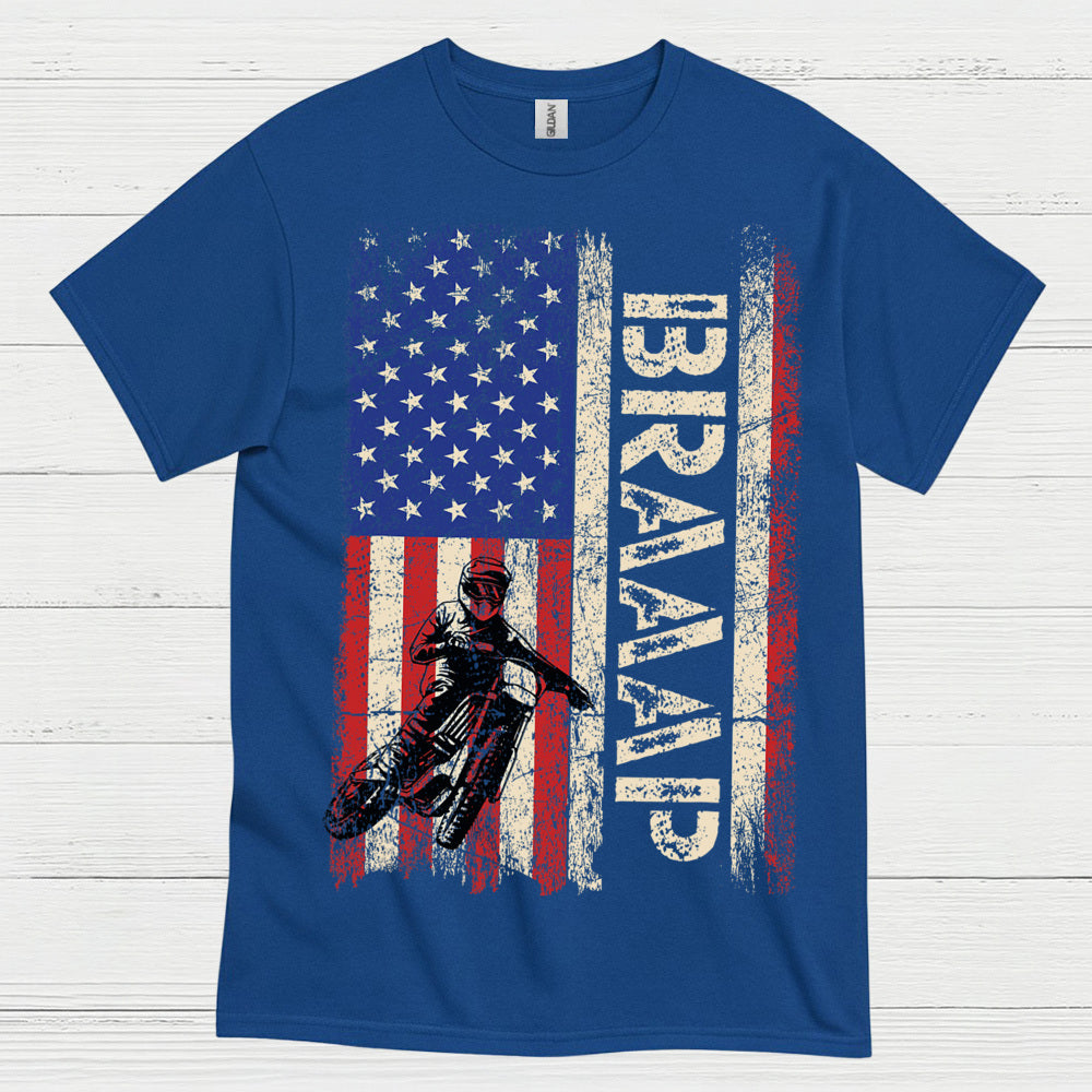 Just Braaap American Motocross Flag T Shirt