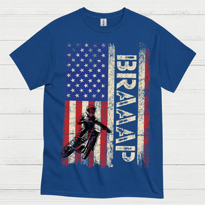 Just Braaap American Motocross Flag T Shirt
