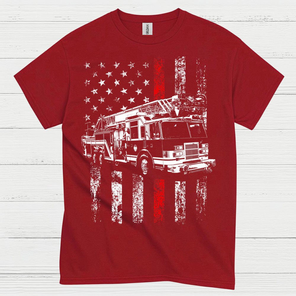 Firefighter Flag Fire Truck T Shirt