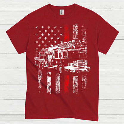 Firefighter Flag Fire Truck T Shirt
