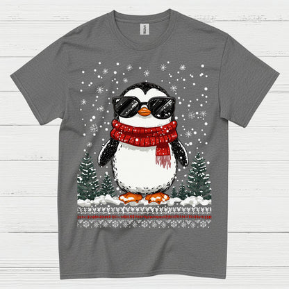 Cool Winter Penguin Christmas Graphic T Shirt