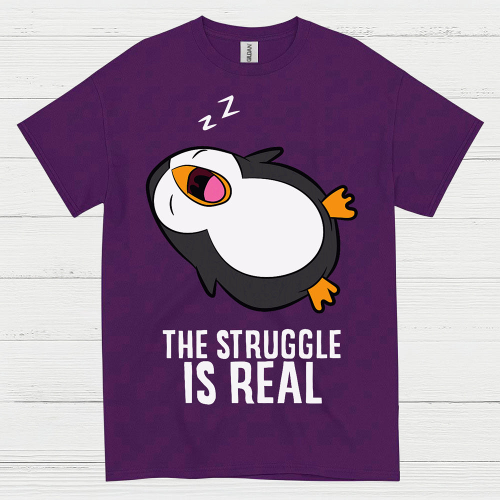 The Struggle Is Real Sleeping Penguin Funny T Shirt