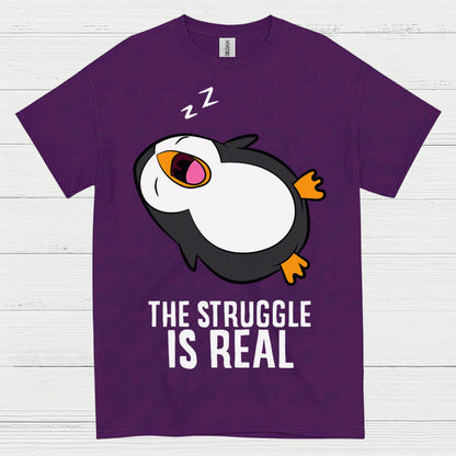 The Struggle Is Real Sleeping Penguin Funny T Shirt