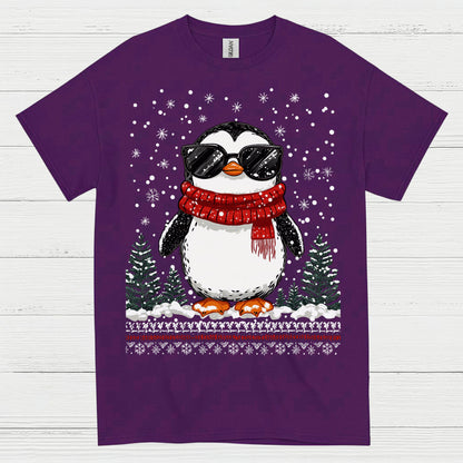 Cool Winter Penguin Christmas Graphic T Shirt
