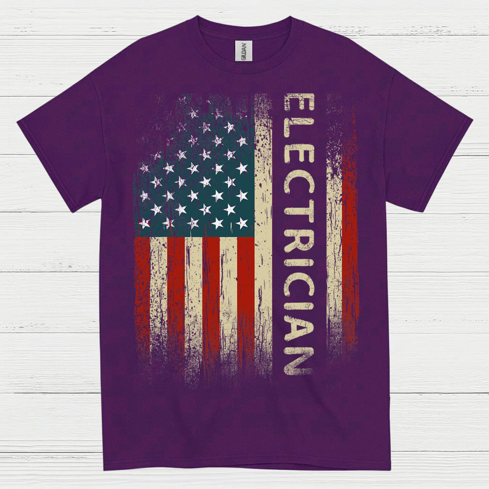 Electrician American Flag T Shirt