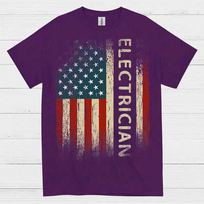 Electrician American Flag T Shirt