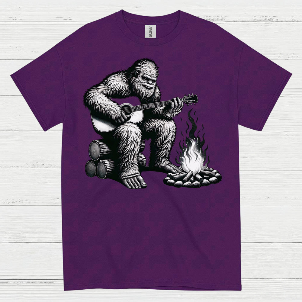 Bigfoot Playing Guitar Campfire T Shirt