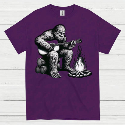 Bigfoot Playing Guitar Campfire T Shirt