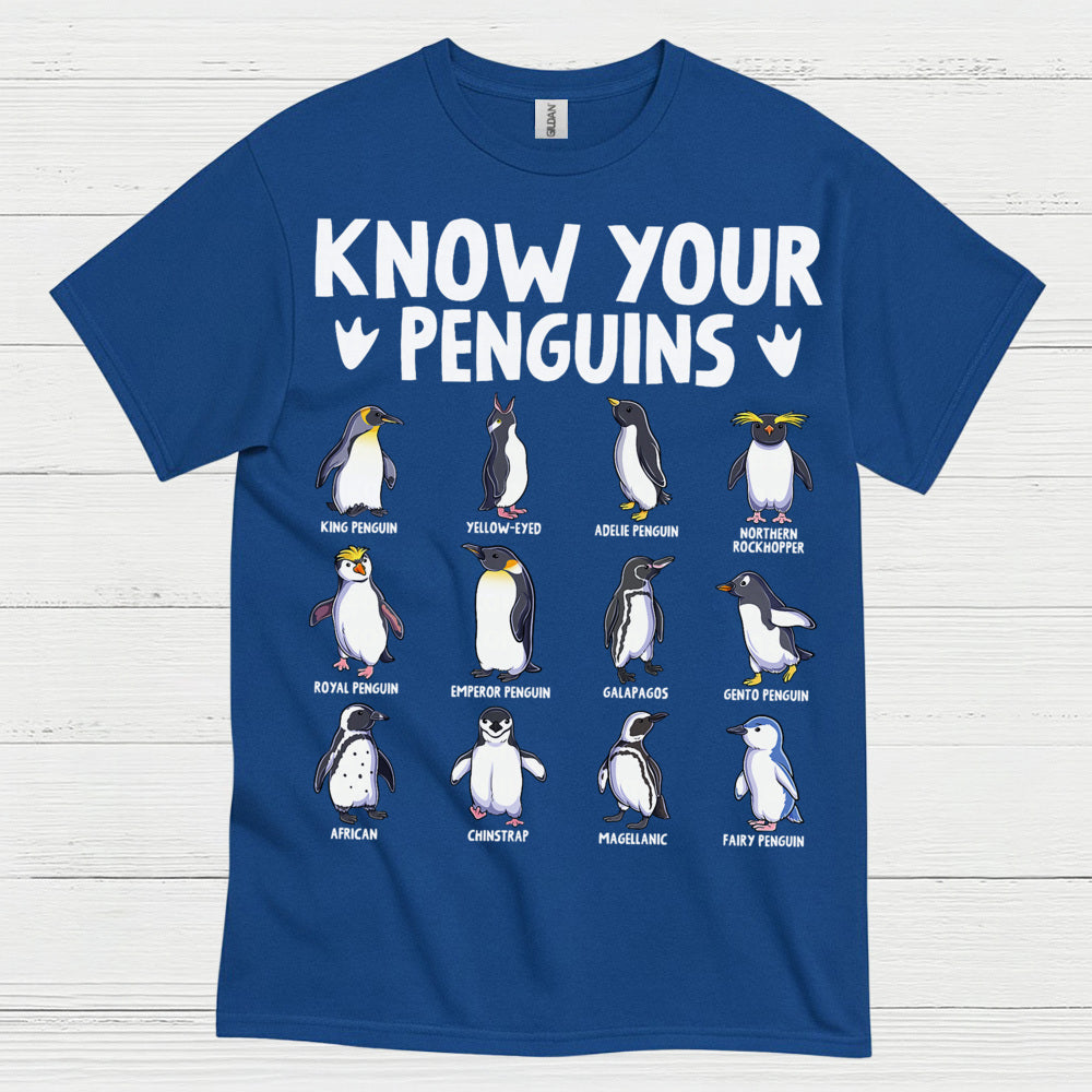 Know Your Penguins Educational Graphic T Shirt