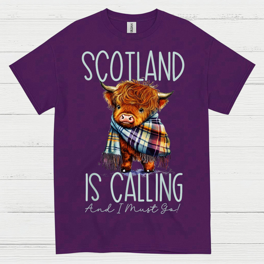 Scotland Is Calling Highland Cow T Shirt