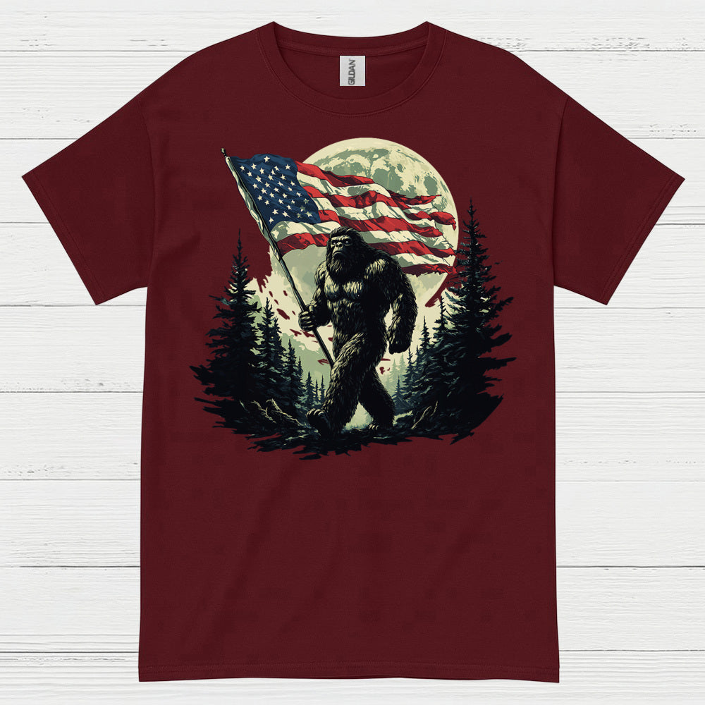 Freedom Walk American Flag Bigfoot T Shirt