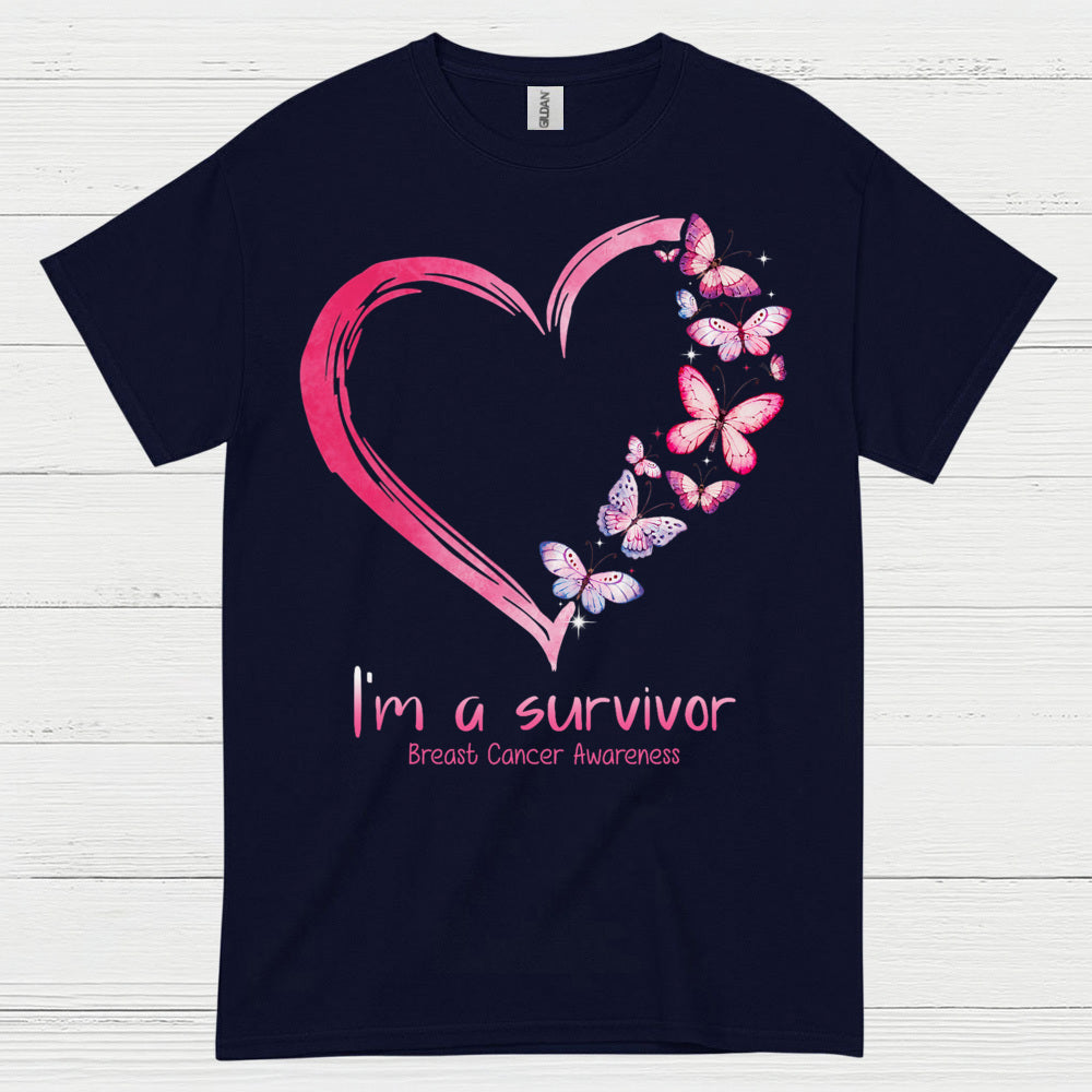 Breast Cancer Survivor Butterfly Heart T Shirt