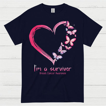 Breast Cancer Survivor Butterfly Heart T Shirt