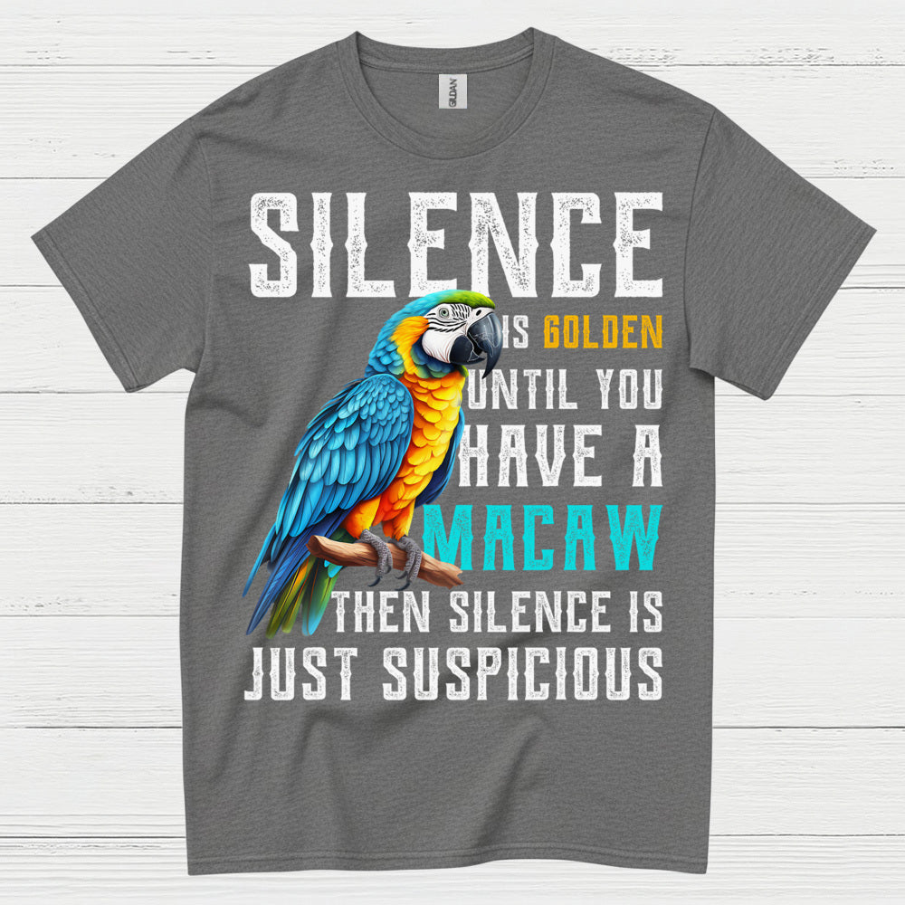 Silence Is Golden Funny Macaw T Shirt