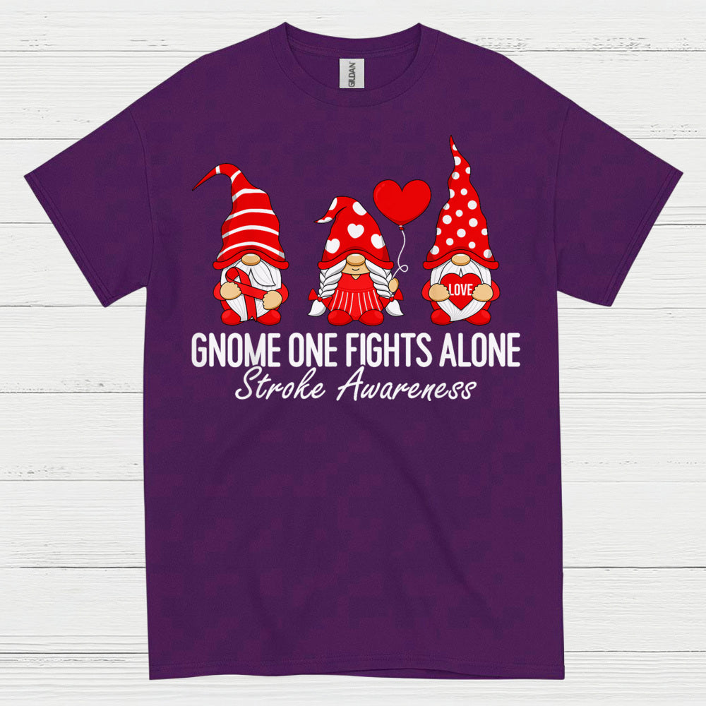 Gnome One Fights Alone Stroke Awareness T Shirt