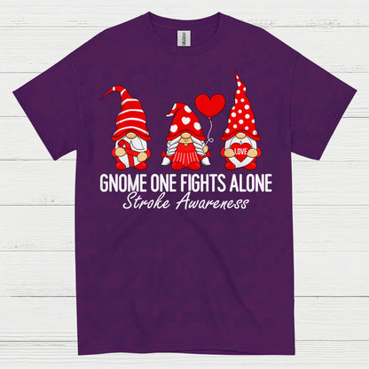 Gnome One Fights Alone Stroke Awareness T Shirt