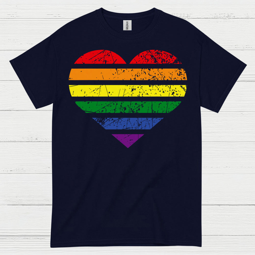 Vintage Rainbow Heart Pride T Shirt