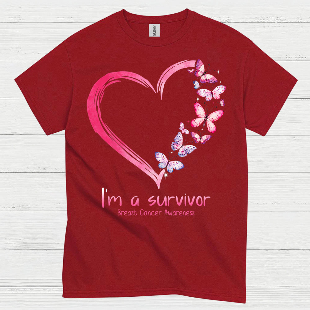 Breast Cancer Survivor Butterfly Heart T Shirt
