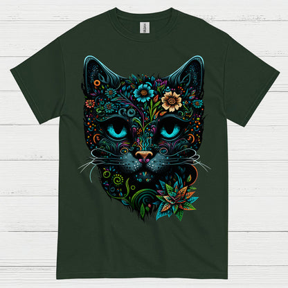 Floral Cat Art T Shirt