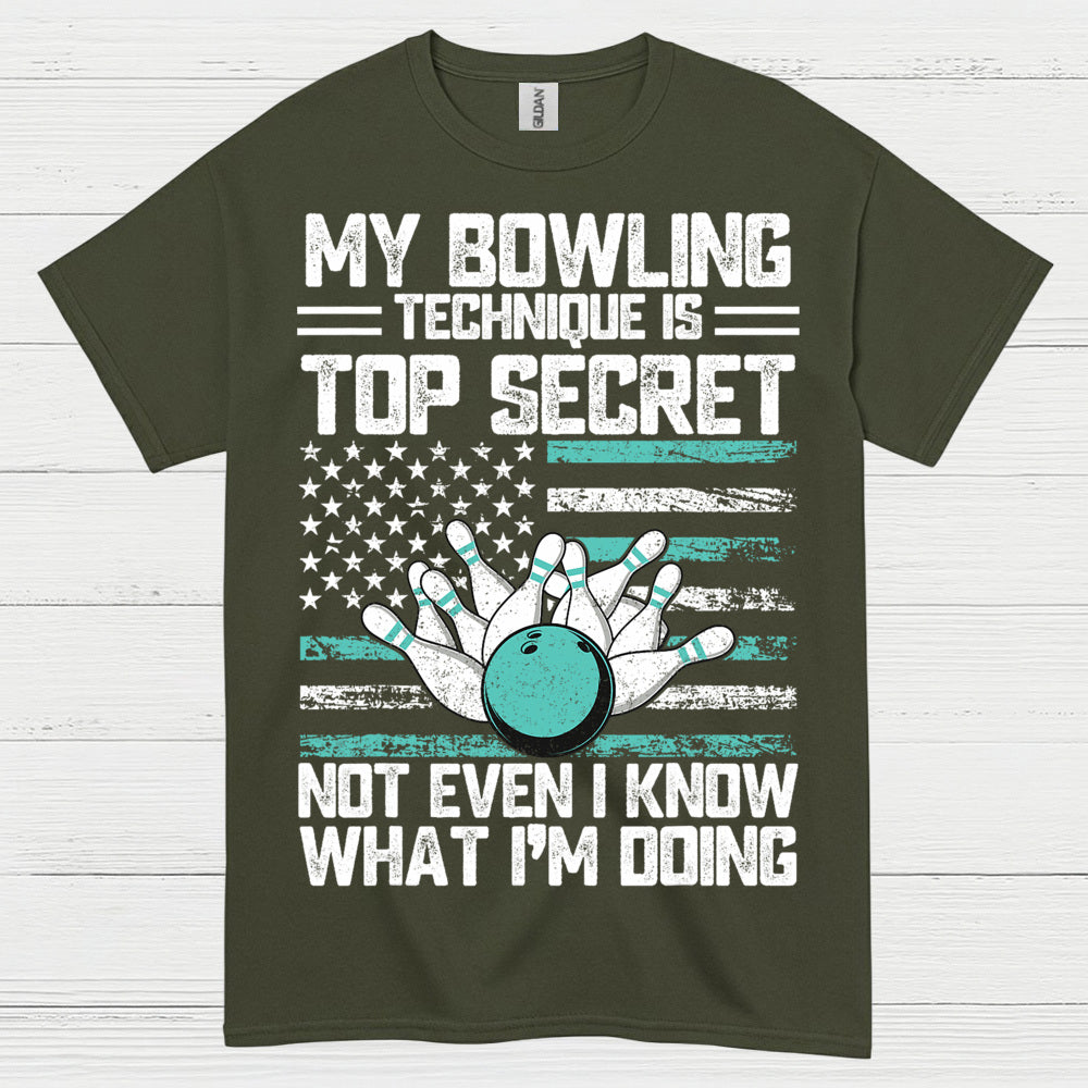 Top Secret Bowling American Flag T Shirt