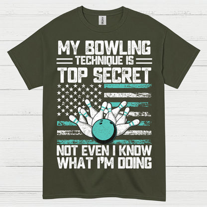 Top Secret Bowling American Flag T Shirt