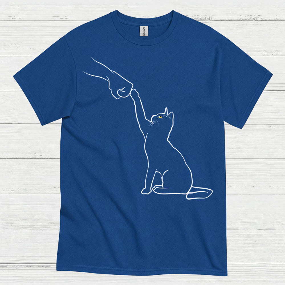Cat High Five Minimal Line Art T Shirt