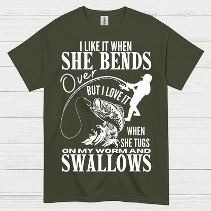 She Bends Fishing T Shirt