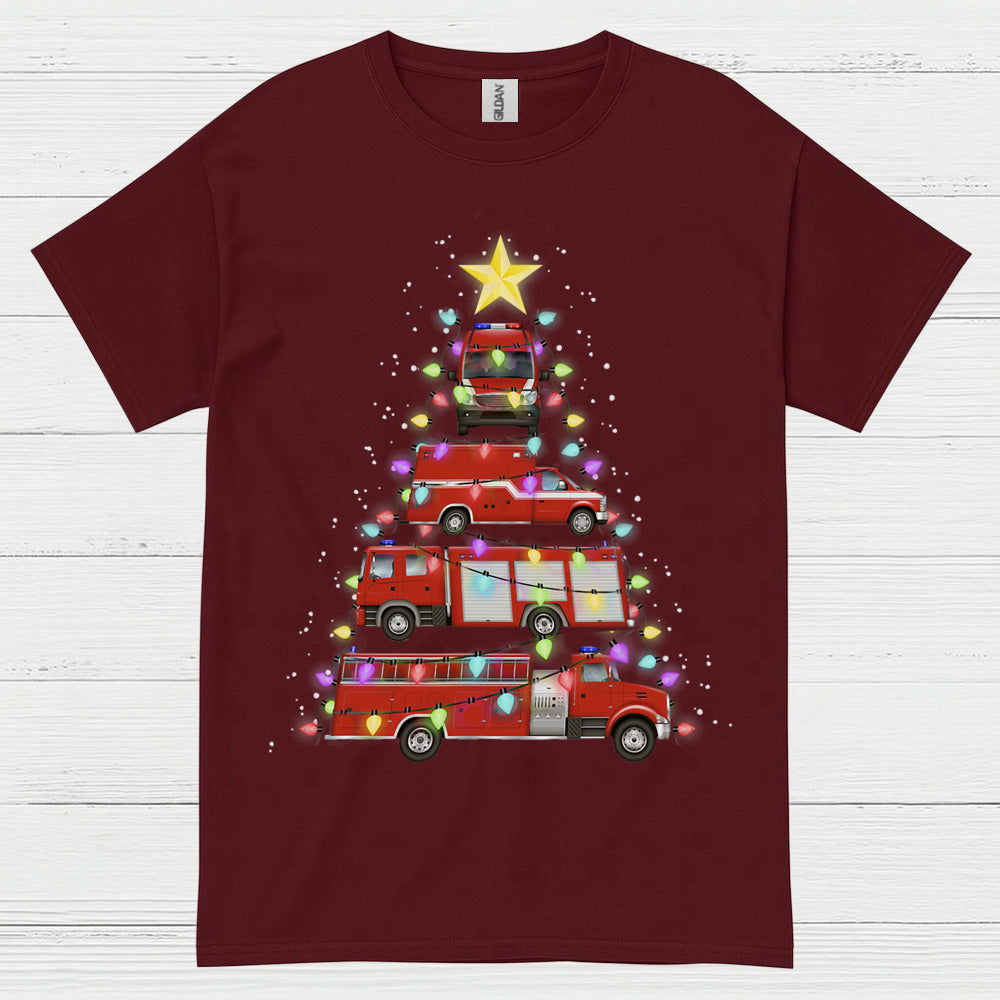 Fire Truck Christmas Tree Lights T Shirt