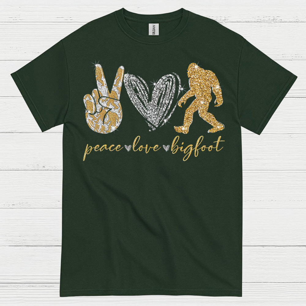 Peace Love Bigfoot T Shirt