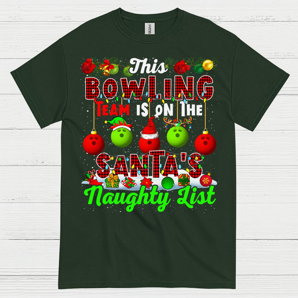 Bowling Team Naughty List Christmas T Shirt