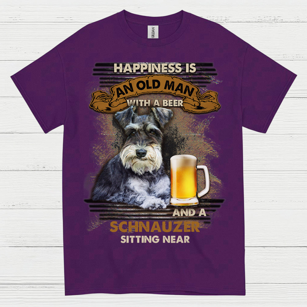 Happiness Is Schnauzer And Beer Funny T Shirt