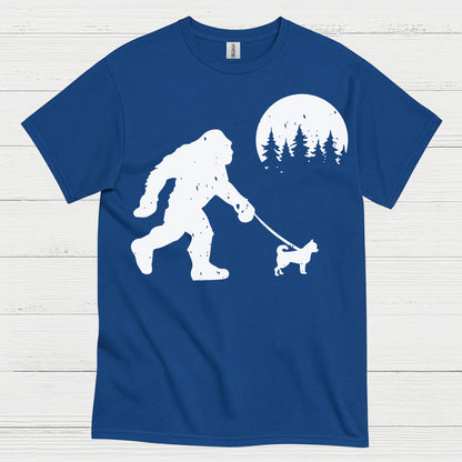 Bigfoot Walking Dog Silhouette T Shirt