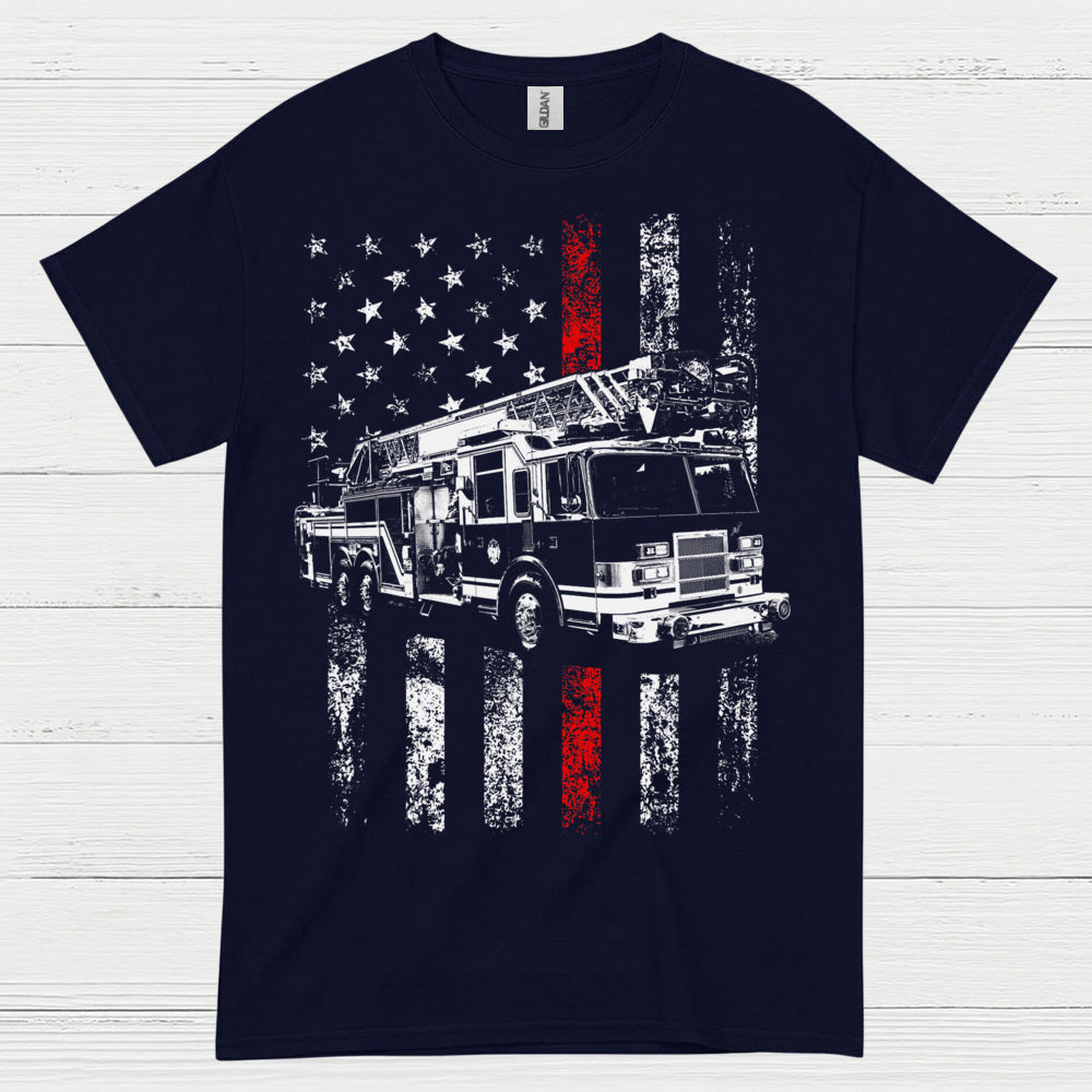 Firefighter Flag Fire Truck T Shirt