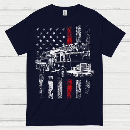Firefighter Flag Fire Truck T Shirt